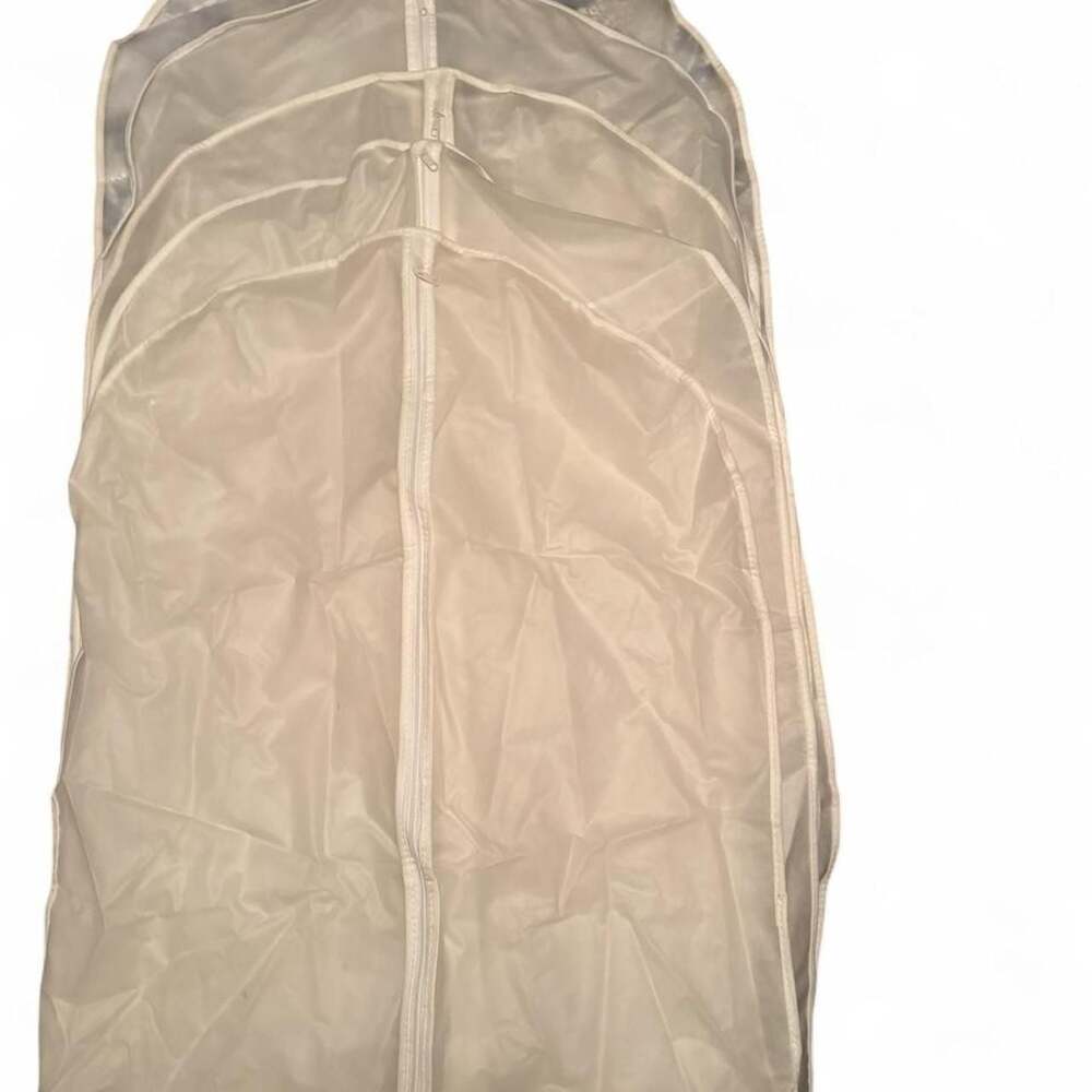Set of 5 White Zippered Garment Bags for Suits or Dresses